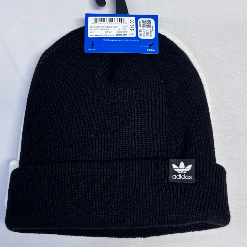 NWT‎ Women's Adidas 2 Pack Beanies Black And White